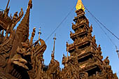 Myanmar - Mandalay, Shwe In Bin Kyaung a wonderful example of the Burmese unique teak architecture and wood-carving art. 